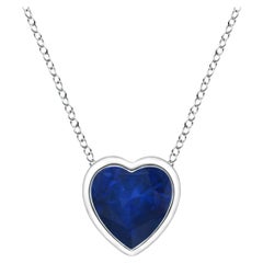 ANGARA Natural Solitaire Heart 0.30ct Blue Sapphire Pendant in Platinum