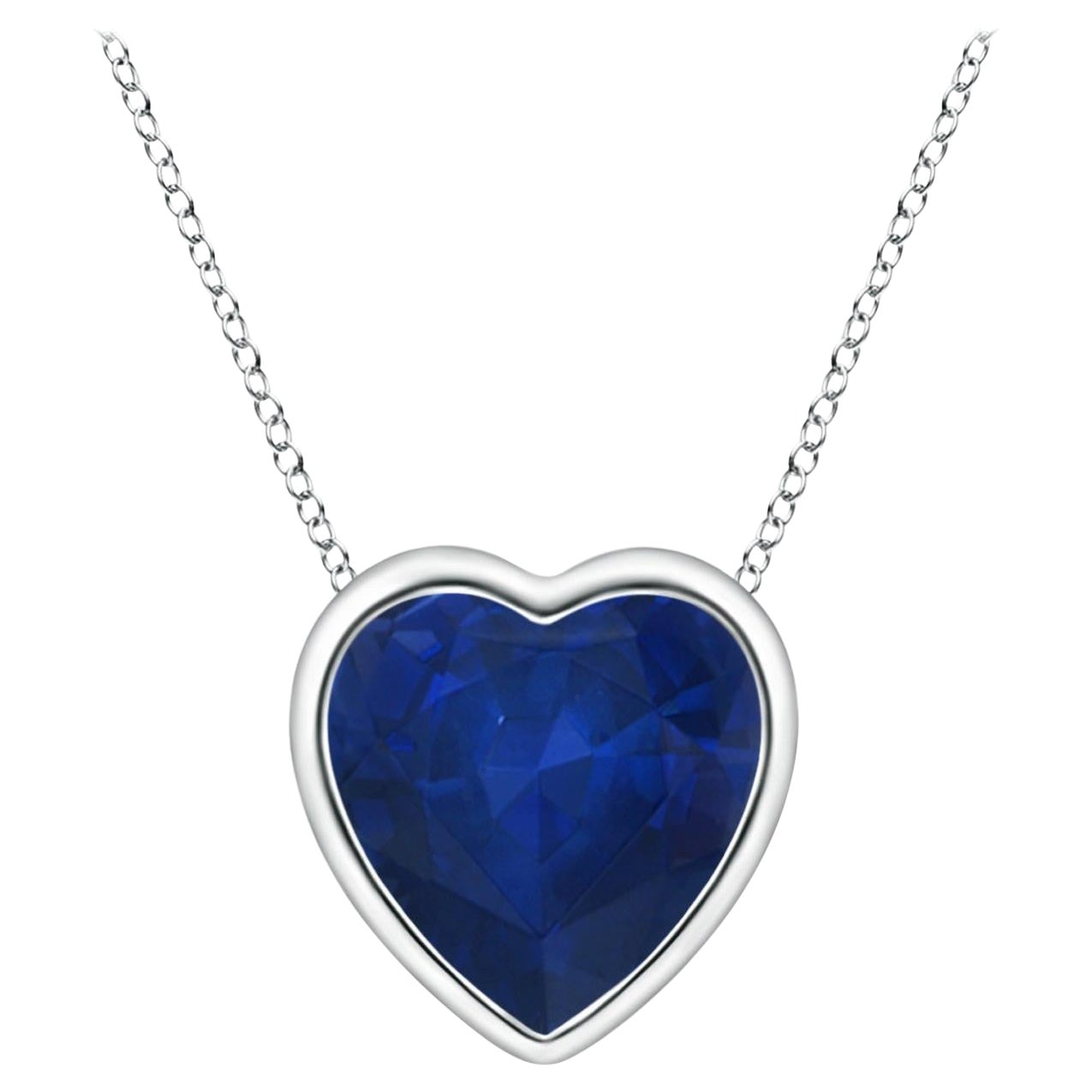 ANGARA Natural Solitaire Heart 0.85ct Blue Sapphire Pendant in Platinum For Sale