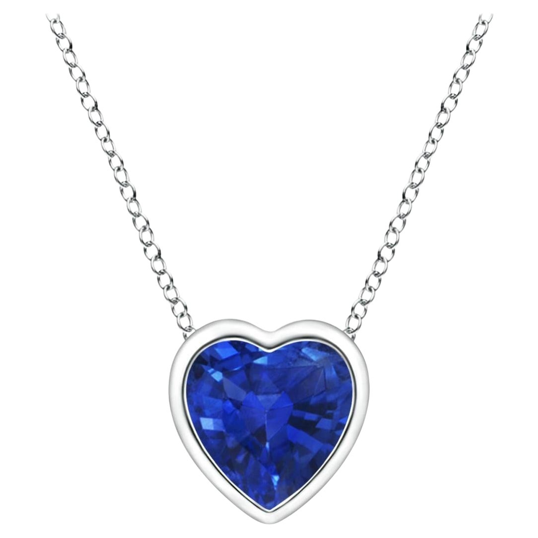 ANGARA Natural Solitaire Heart 0.30ct Blue Sapphire Pendant in Platinum For Sale