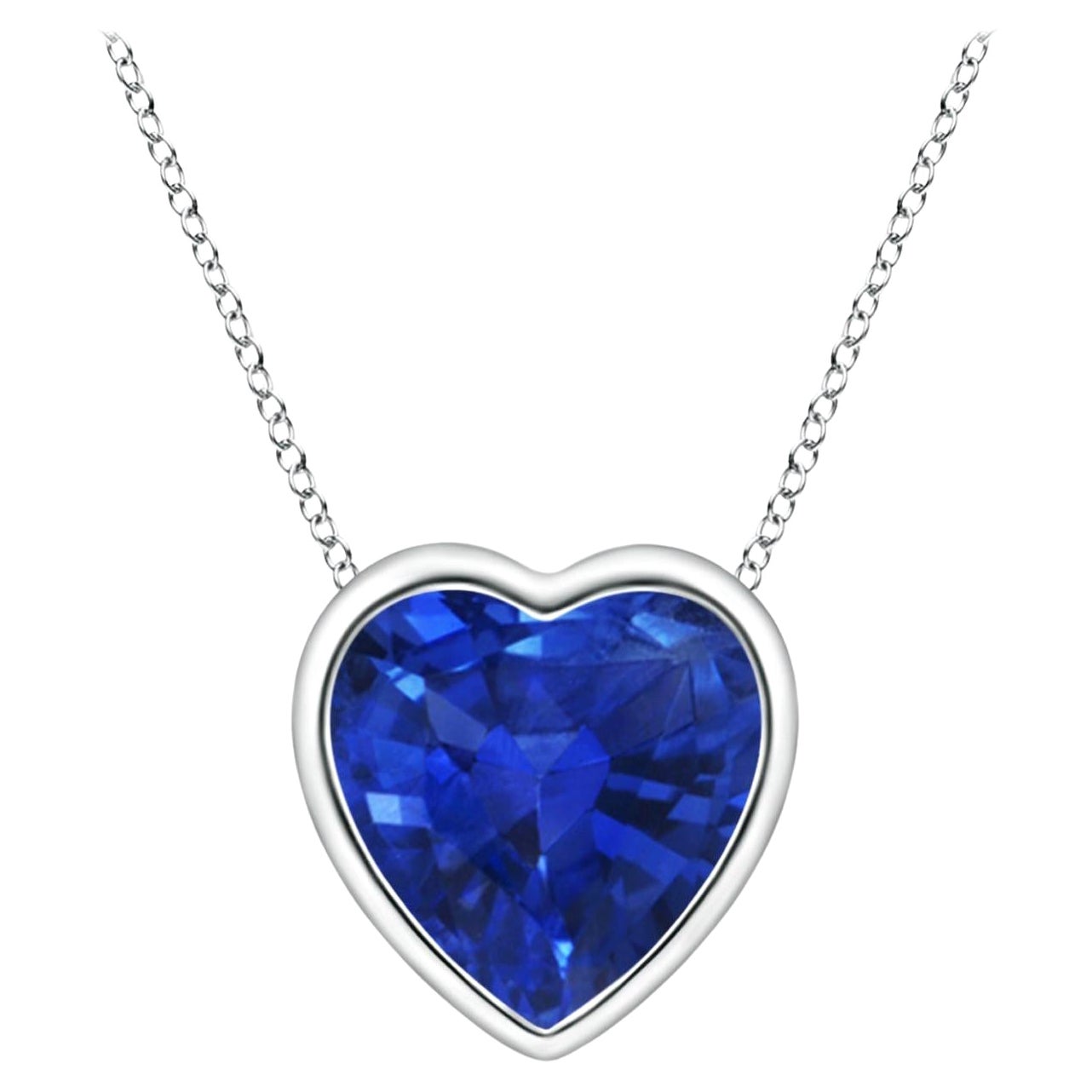 ANGARA Natural Solitaire Heart 0.85ct Blue Sapphire Pendant in 14K White Gold