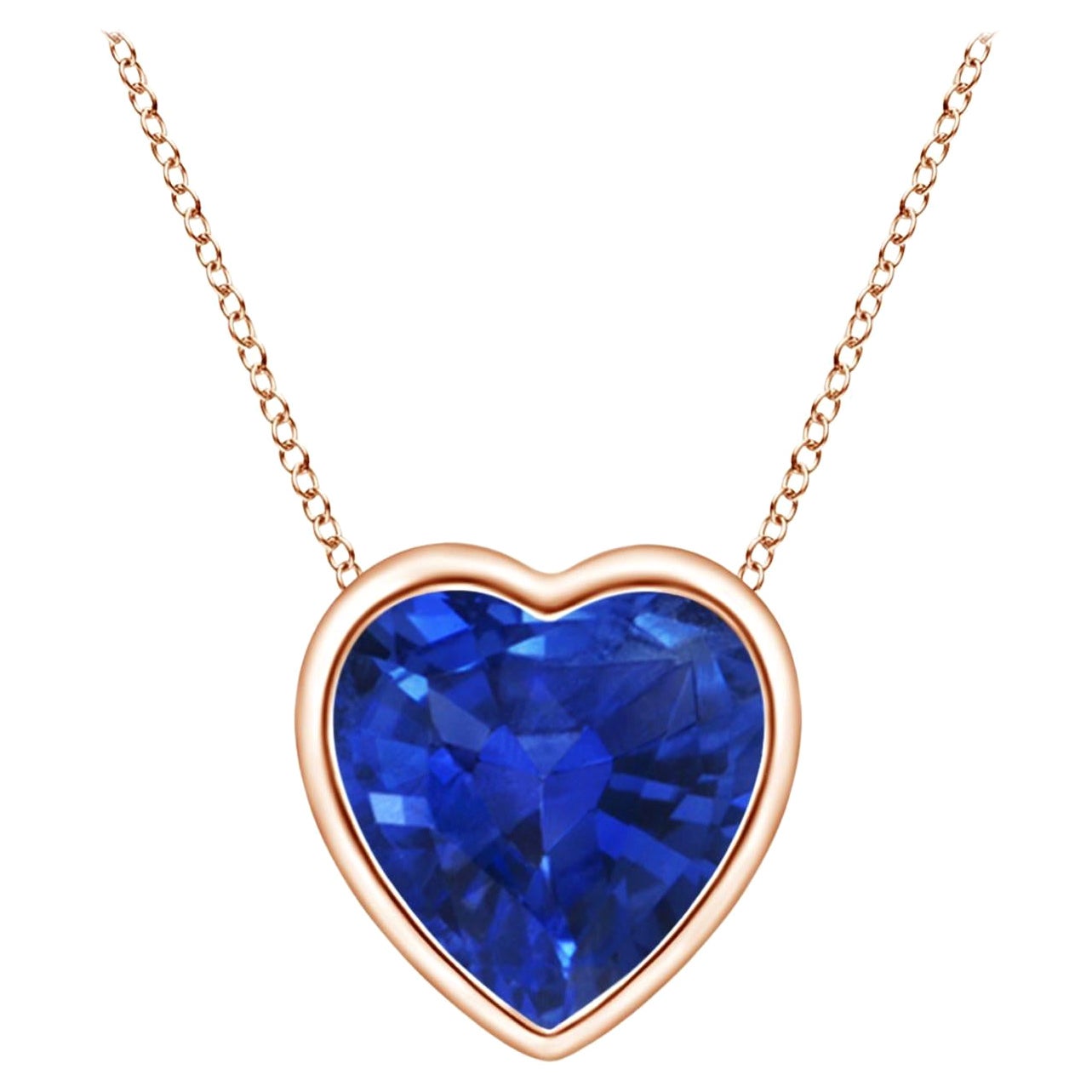 ANGARA Natural Solitaire Heart 0.85ct Blue Sapphire Pendant in 14K Rose Gold