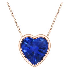 ANGARA Natural Solitaire Heart 0.85ct Blue Sapphire Pendant in 14K Rose Gold