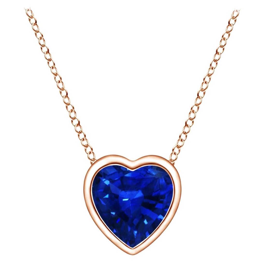 ANGARA Colgante Corazón Solitario Natural 0,30ct Zafiro Azul en Oro Rosa de 14K