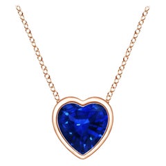 ANGARA Colgante Corazón Solitario Natural 0,30ct Zafiro Azul en Oro Rosa de 14K