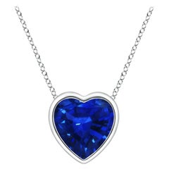 ANGARA Natural Solitaire Heart 0.48ct Blue Sapphire Pendant in 14K White Gold
