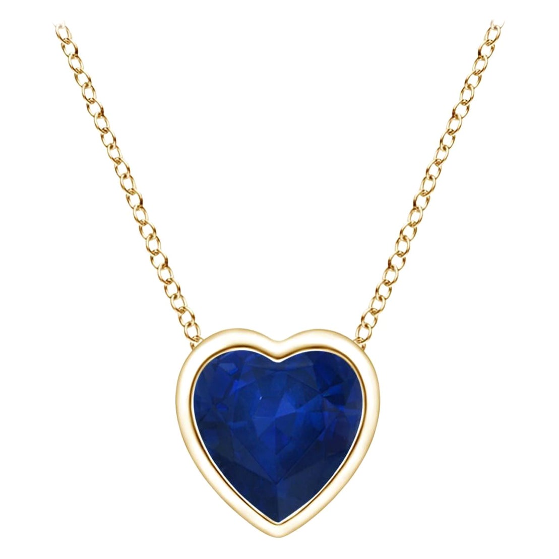 ANGARA Colgante Corazón Solitario Natural 0.30ct Zafiro Azul en Oro Amarillo de 14K