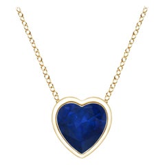 ANGARA Colgante Corazón Solitario Natural 0.30ct Zafiro Azul en Oro Amarillo de 14K