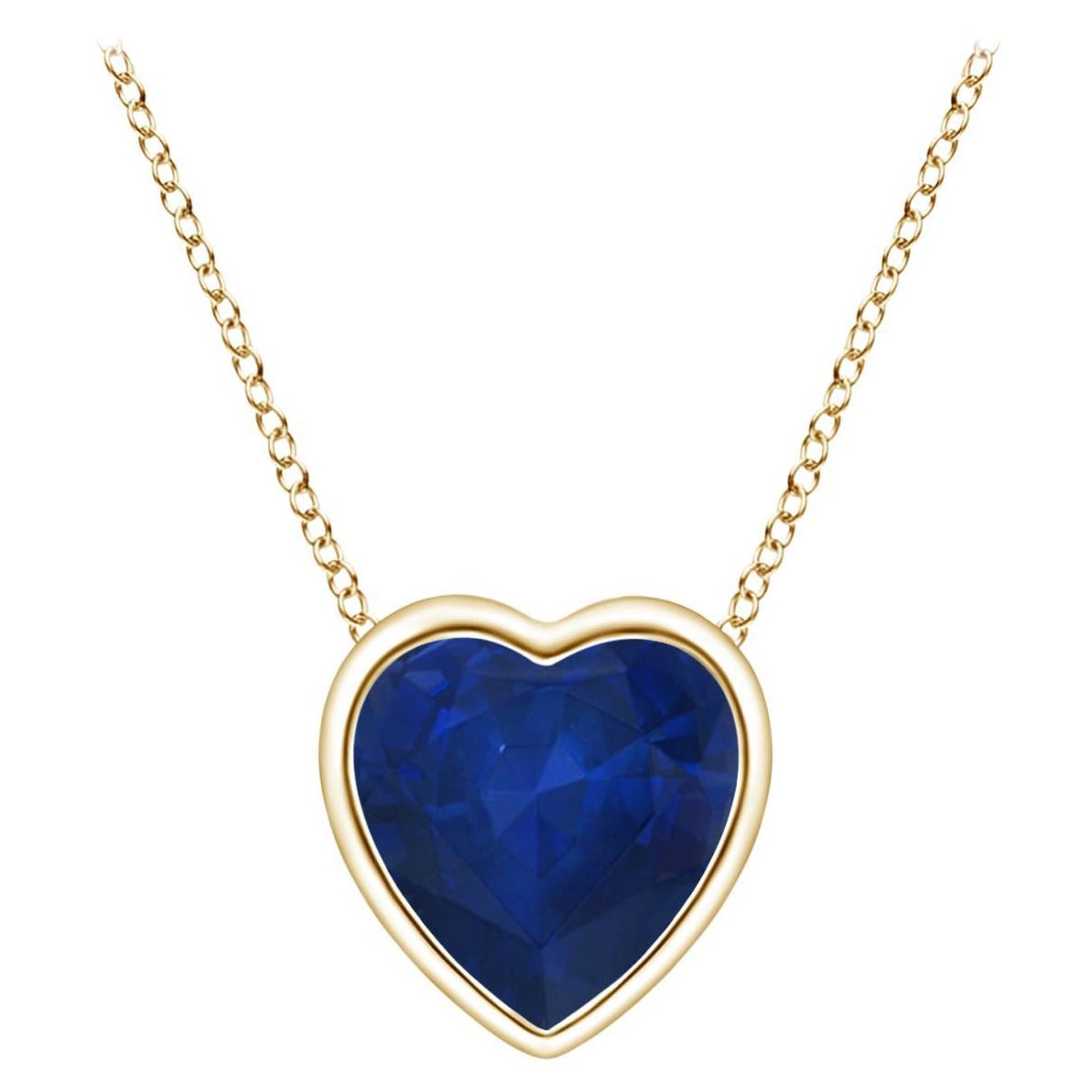 ANGARA Natural Solitaire Heart 0.48ct Blue Sapphire Pendant in 14K Yellow Gold For Sale