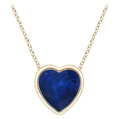 ANGARA Pendentif cœur solitaire naturel en or jaune 14 carats et saphir bleu 0,48 carat