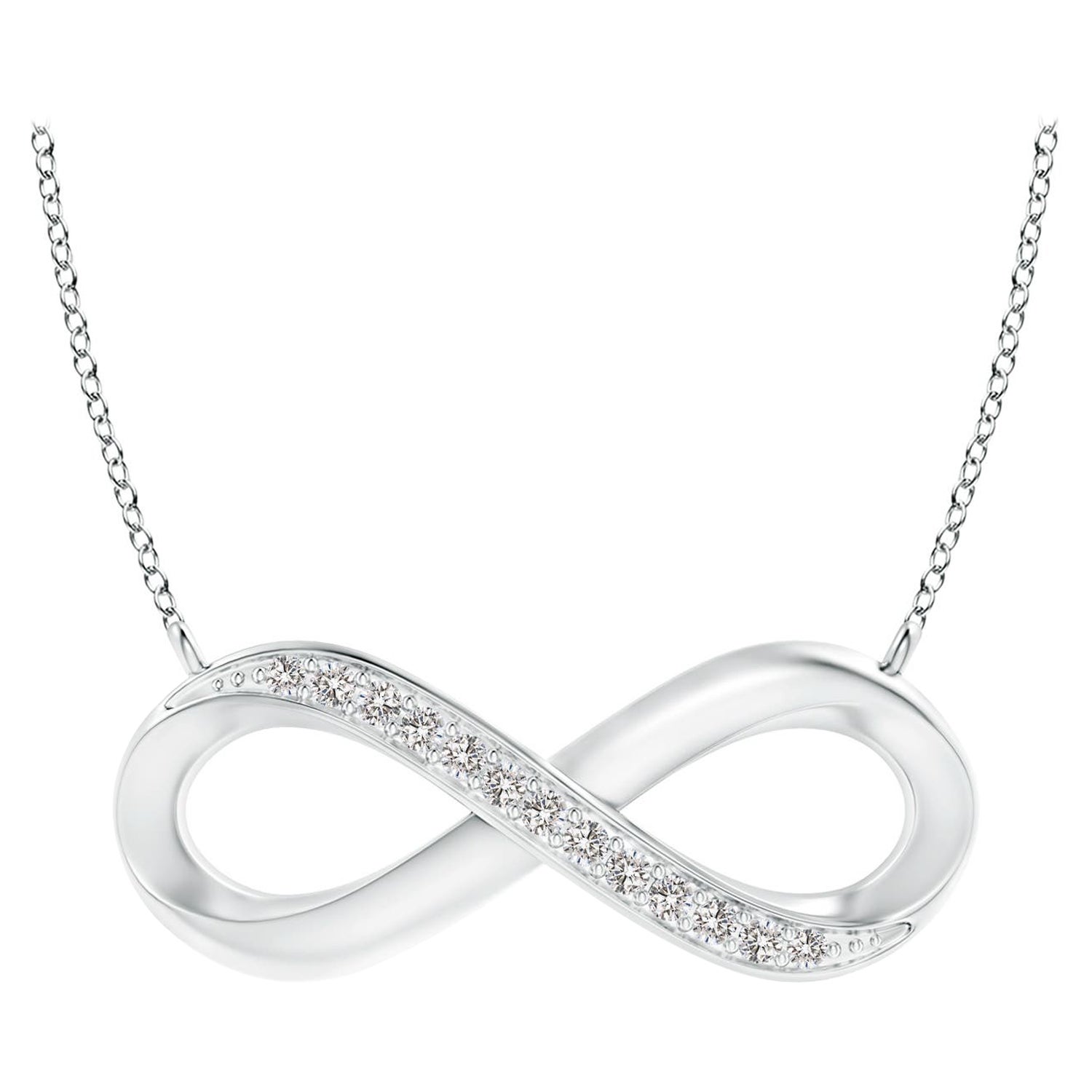 ANGARA Natural Sideways 0.05cttw Diamond Infinity Necklace in Platinum For Sale