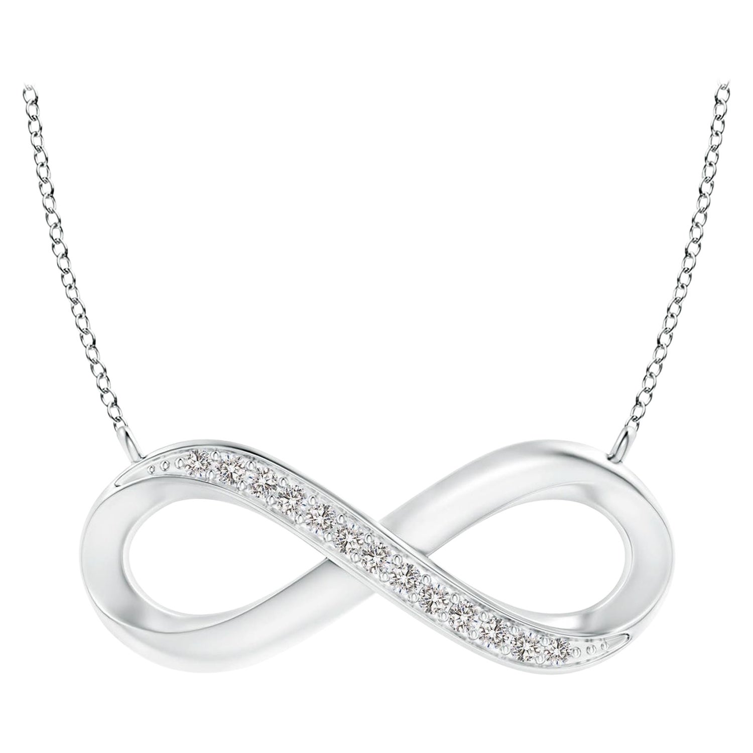 ANGARA Natural Sideways 0.05cttw Diamond Infinity Necklace in Platinum For Sale