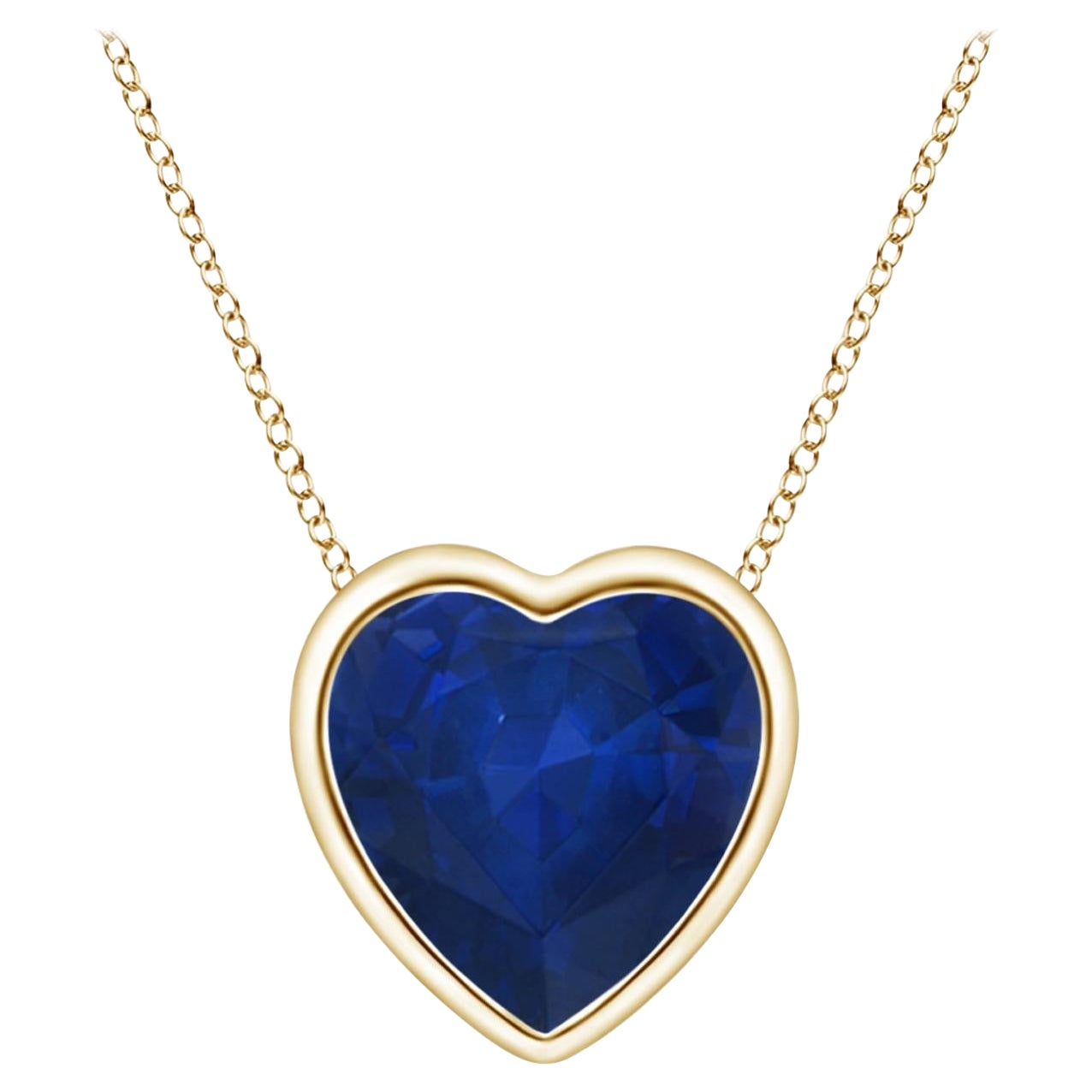 ANGARA Natural Solitaire Heart 0.85ct Blue Sapphire Pendant in 14K Yellow Gold