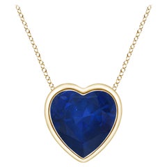 ANGARA Natural Solitaire Heart 0.85ct Blue Sapphire Pendant in 14K Yellow Gold