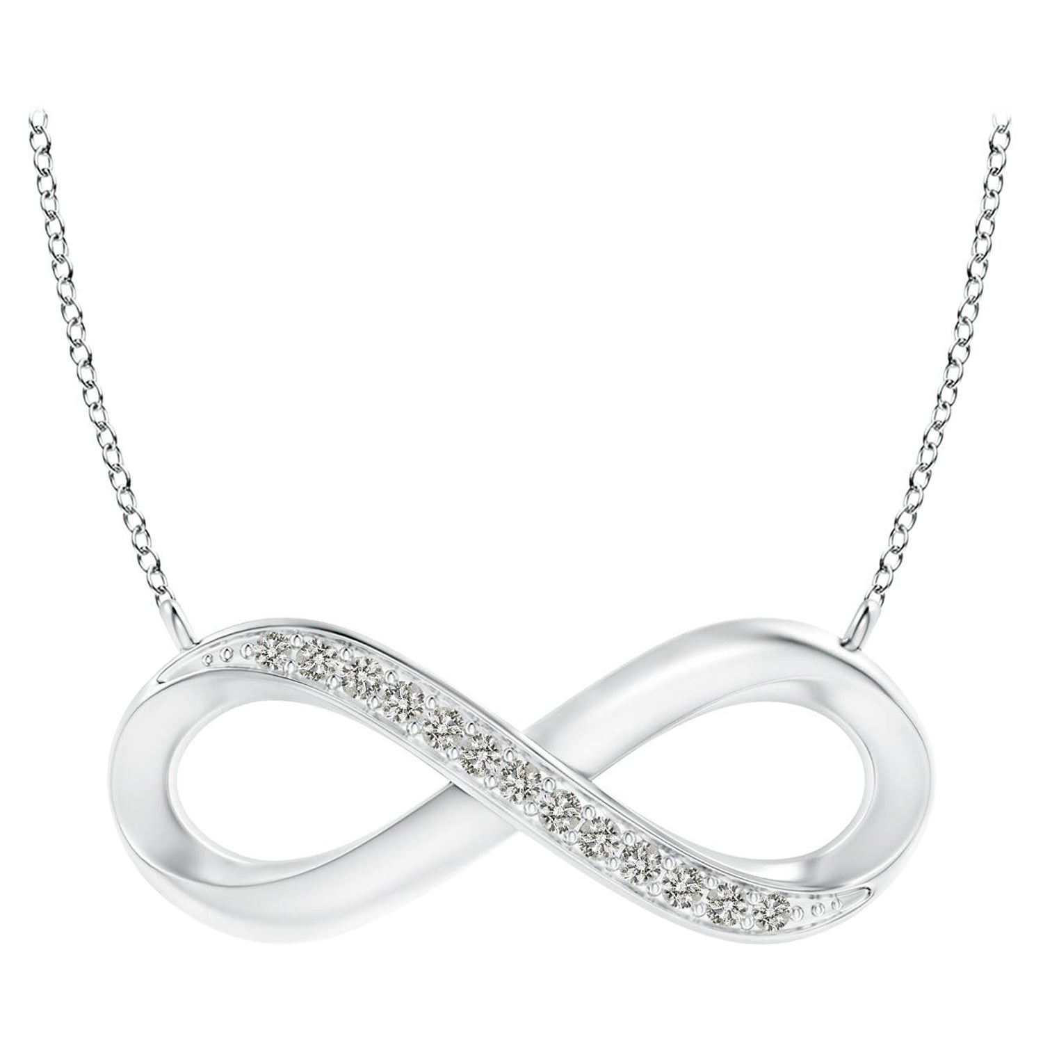 ANGARA Natural Sideways 0.05cttw Diamond Infinity Necklace in Platinum For Sale