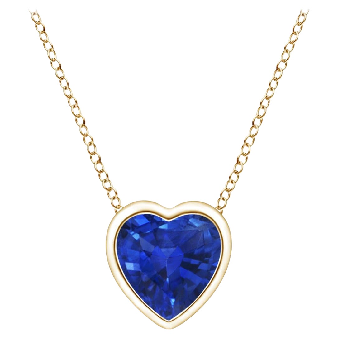 ANGARA Colgante Corazón Solitario Natural 0.30ct Zafiro Azul en Oro Amarillo de 14K