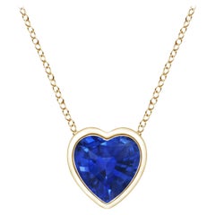 ANGARA Colgante Corazón Solitario Natural 0.30ct Zafiro Azul en Oro Amarillo de 14K