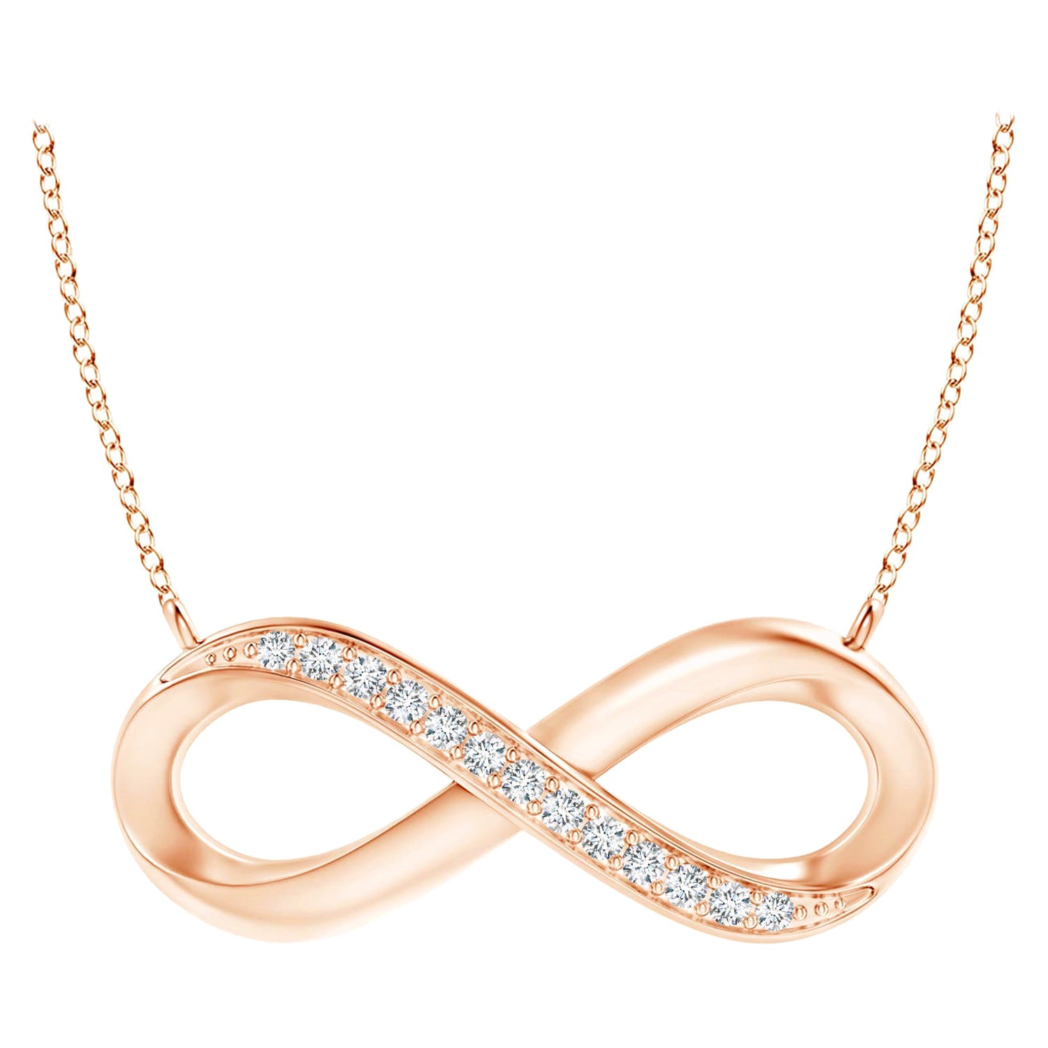ANGARA Natural Sideways 0.05cttw Diamond Infinity Necklace in 14K Rose Gold