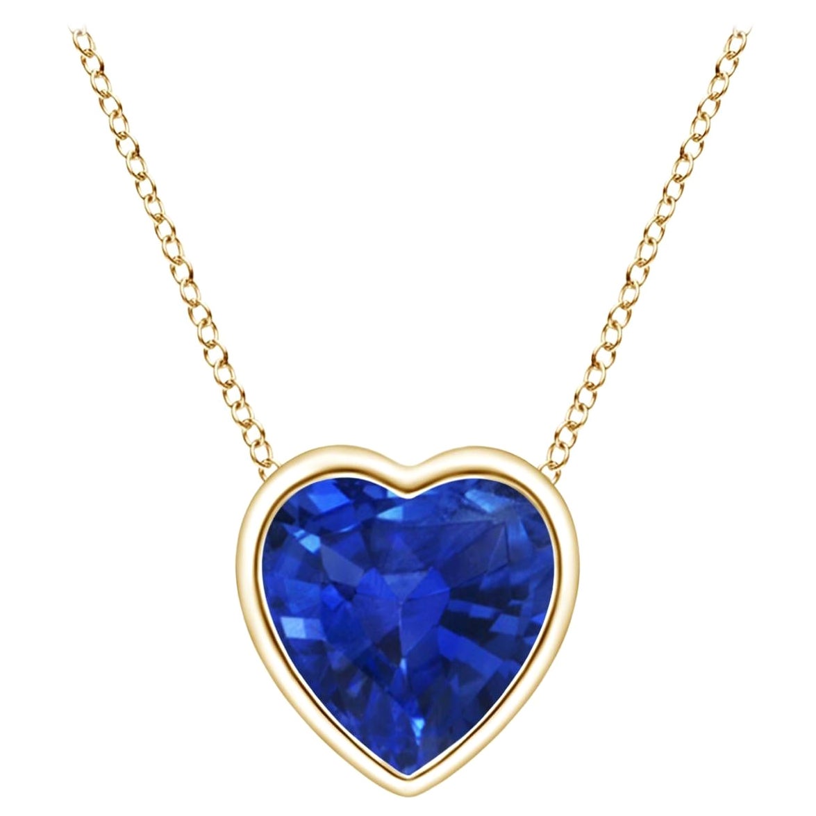 ANGARA Natural Solitaire Heart 0.48ct Blue Sapphire Pendant in 14K Yellow Gold