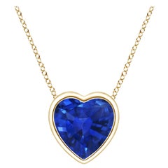ANGARA Natural Solitaire Heart 0.48ct Blue Sapphire Pendant in 14K Yellow Gold
