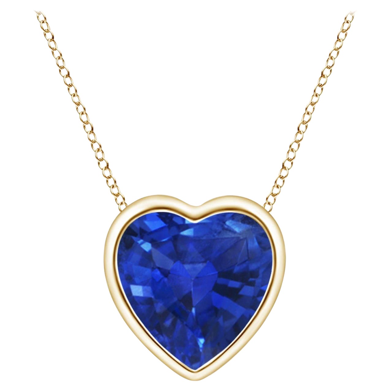 ANGARA Colgante Corazón Solitario Natural 0.85ct Zafiro Azul en Oro Amarillo de 14K