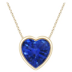 ANGARA Natural Solitaire Heart 0.85ct Blue Sapphire Pendant in 14K Yellow Gold