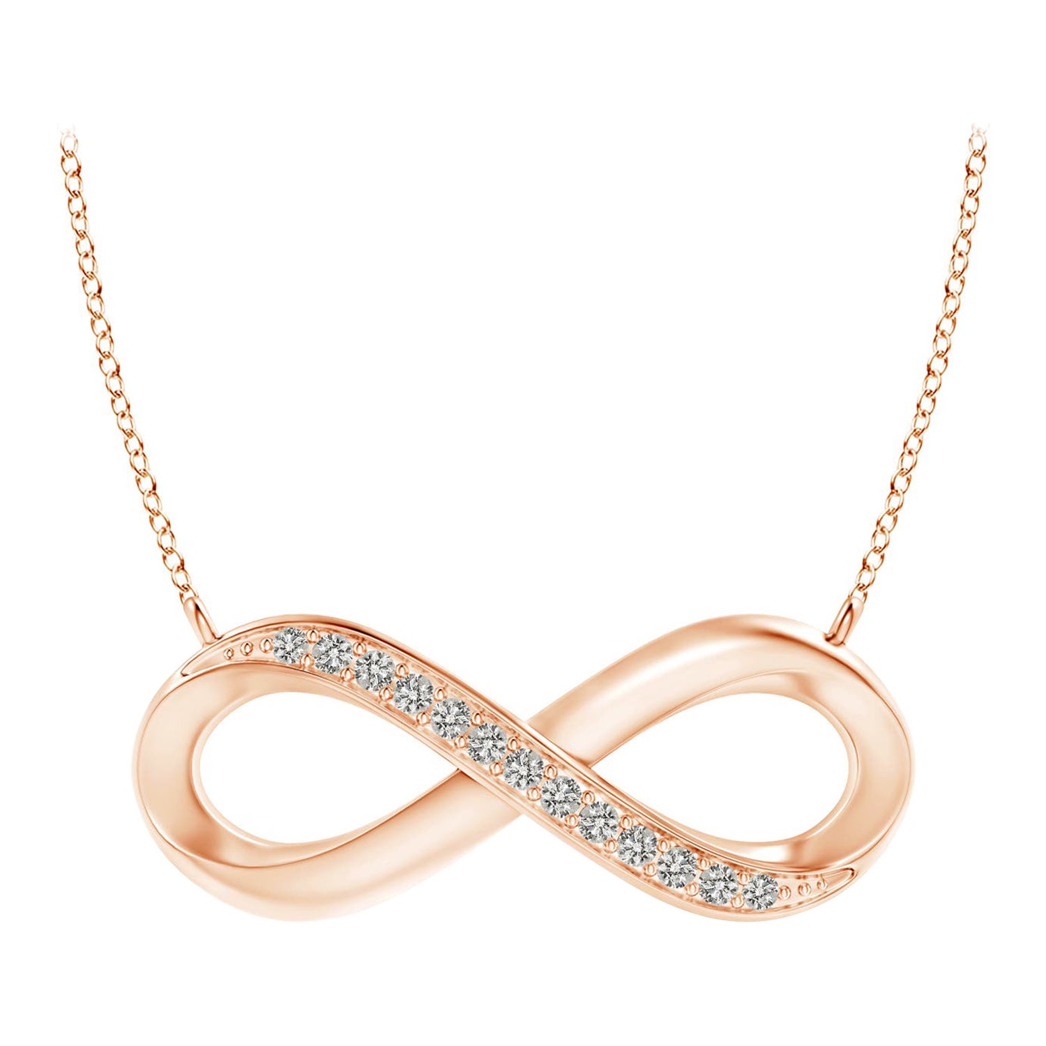 ANGARA Natural Sideways 0.05cttw Diamond Infinity Necklace in 14K Rose Gold