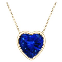 ANGARA Natural Solitaire Heart 0.85ct Blue Sapphire Pendant in 14K Yellow Gold