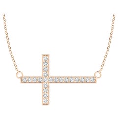 ANGARA Natural Classic 0.1cttw Diamond Cross Necklace in 14K Rose Gold (G, VS2)