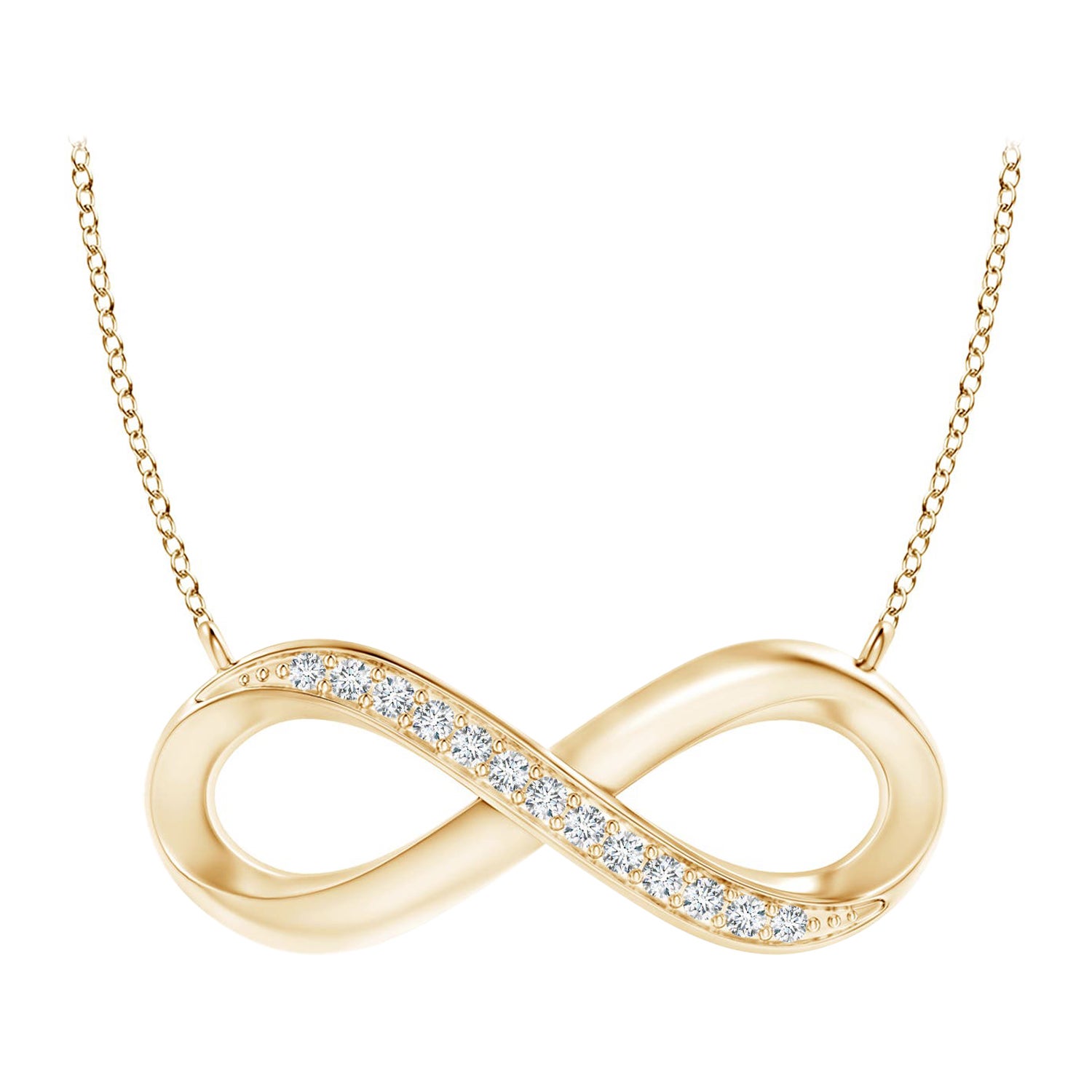 ANGARA Natural Sideways 0.05cttw Diamond Infinity Necklace in 14K Yellow Gold For Sale
