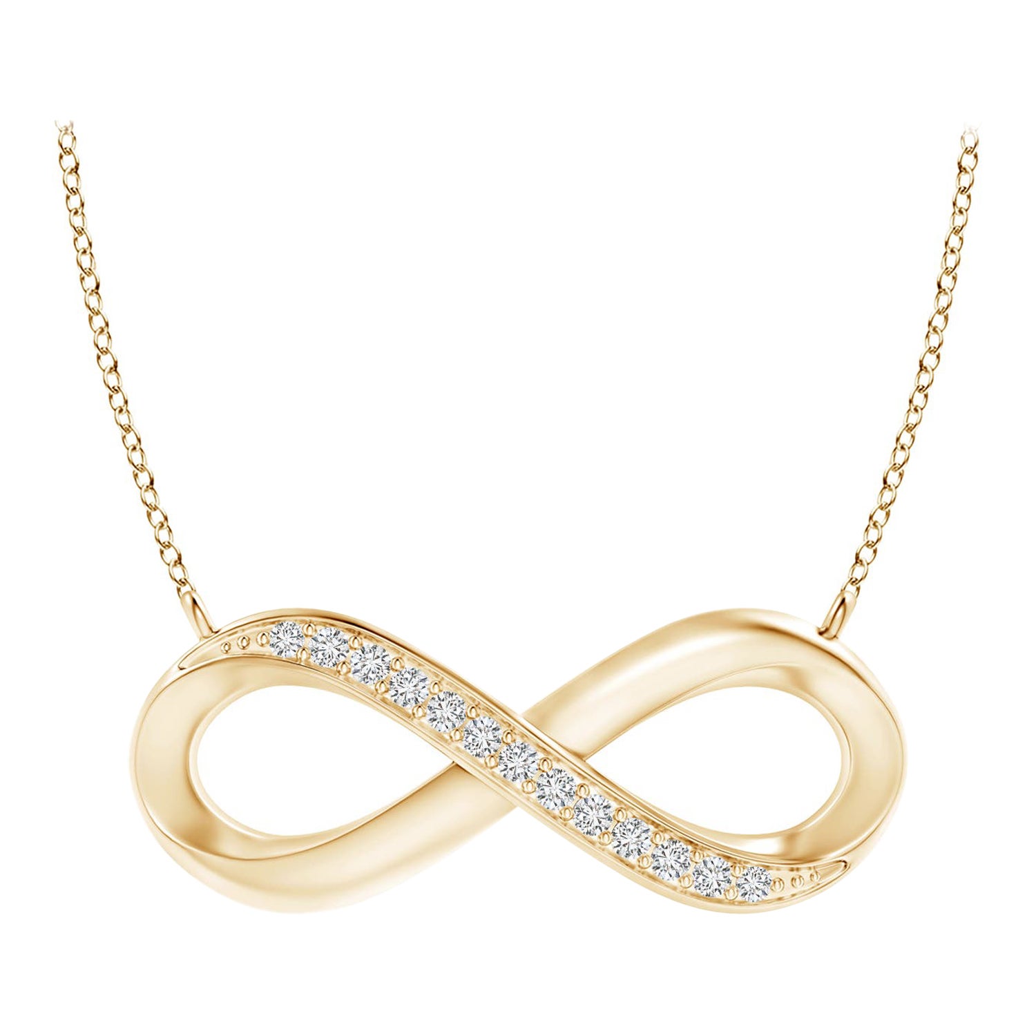 ANGARA Natural Sideways 0.05cttw Diamond Infinity Necklace in 14K Yellow Gold For Sale