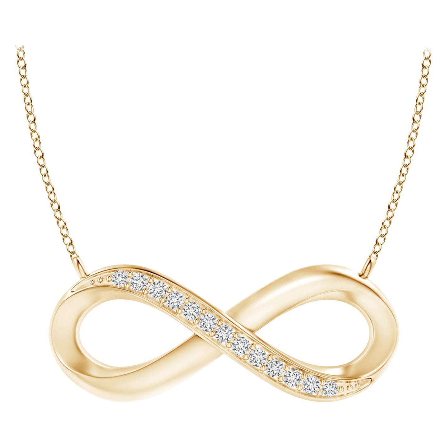 ANGARA Unendlichkeits-Halskette aus 14K Gelbgold mit natürlichenen Seiten 0,05cttw Diamanten im Angebot