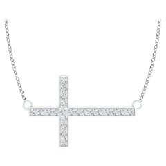 ANGARA Natural Classic 0.1cttw Diamond Cross Necklace in 14K White Gold (G, VS2)