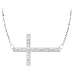 ANGARA Natural Classic 0.1cttw Diamond Cross Necklace in 14K White Gold (H, SI2)
