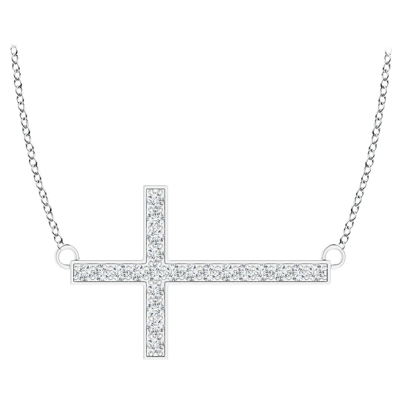 ANGARA Natural Classic 0.1cttw Diamond Cross Necklace in Platinum (Color-G, VS2)