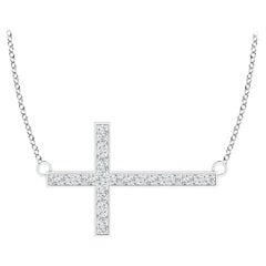 ANGARA Natural Classic 0.1cttw Diamond Cross Necklace in Platinum (Color-G, VS2)