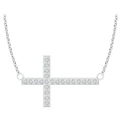 ANGARA Natural Classic 0.1cttw Diamond Cross Necklace in Platinum (Color-H, SI2)