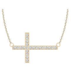 ANGARA Natural Classic 0.1cttw Diamond Cross Necklace in 14K Yellow Gold(G, VS2)