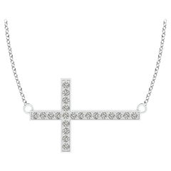 ANGARA Collier croix en diamant Classic de 0,01cttw en platine (Couleur-K, I3)