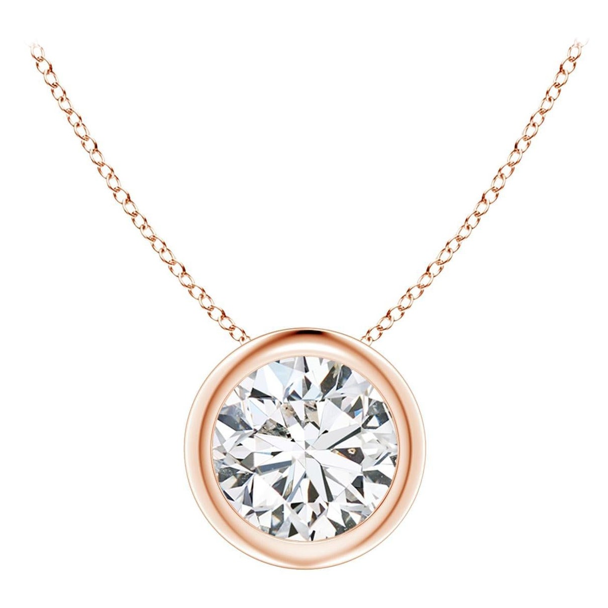 ANGARA Solitär-Anhänger aus 14 Karat Roségold mit natürlichem runden 0,75 Karat Diamanten im Angebot