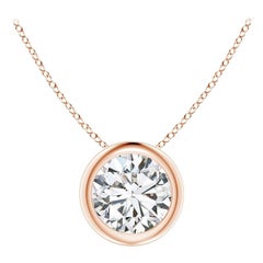 ANGARA Colgante solitario de diamante redondo natural de 0,75 ct en oro rosa de 14 quilates