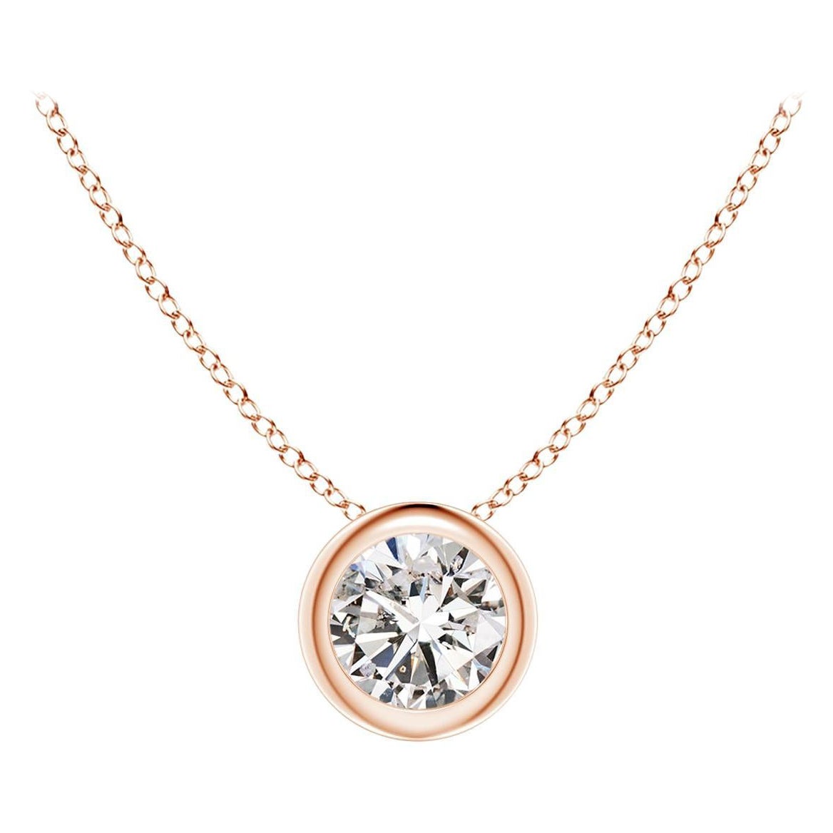 ANGARA Natural Round 0.25ct Diamond Solitaire Pendant in 14K Rose Gold