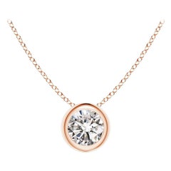 ANGARA Natural Round 0.25ct Diamond Solitaire Pendant in 14K Rose Gold