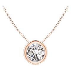 ANGARA Natural Round 0.5ct Diamond Solitaire Pendant in 14K Rose Gold