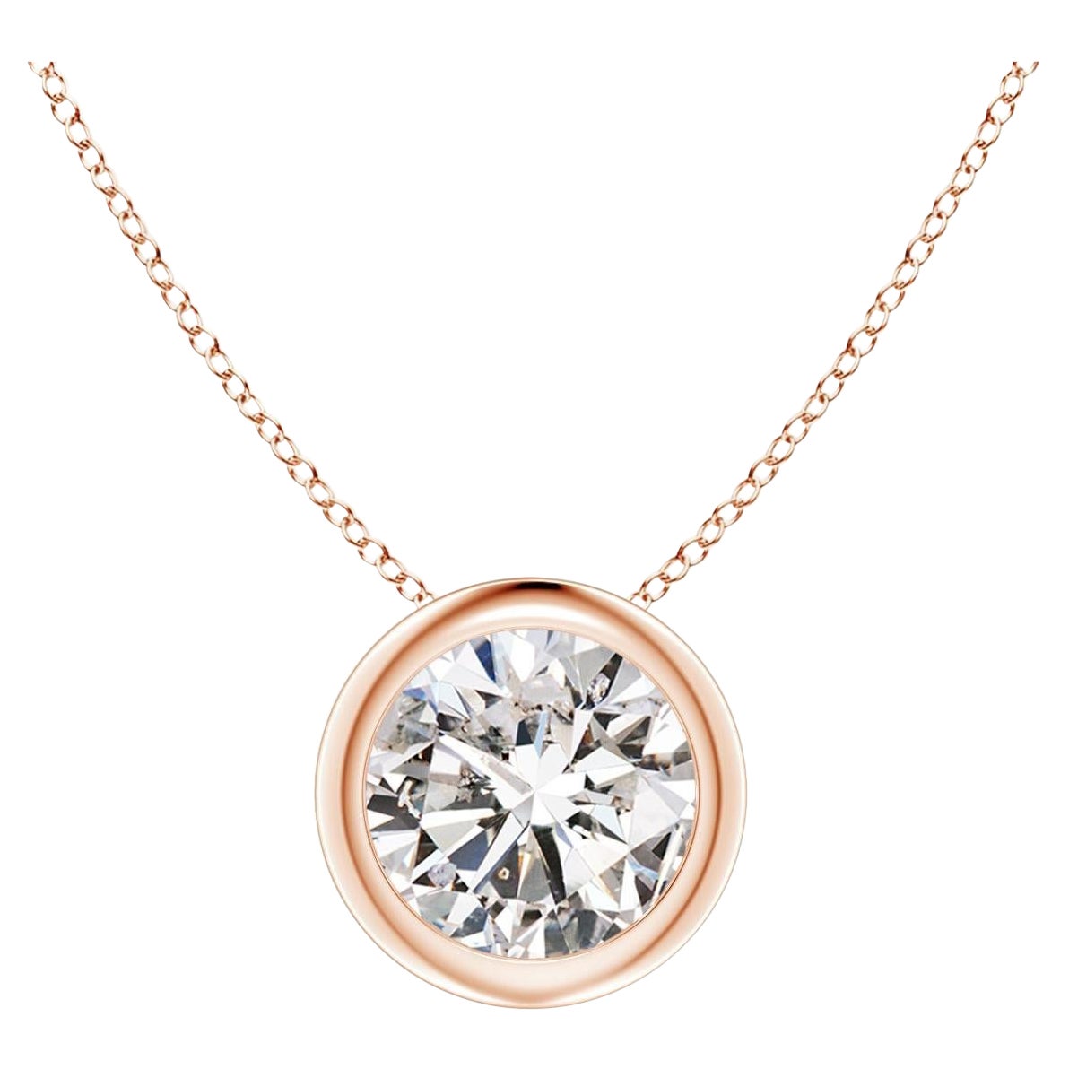 ANGARA Solitär-Anhänger aus 14 Karat Roségold mit natürlichem runden 0,75 Karat Diamanten