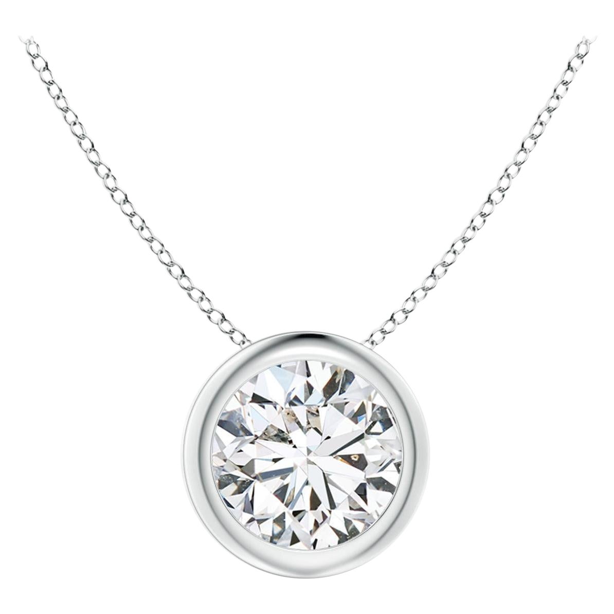 ANGARA Ciondolo solitario con diamante tondo naturale da 0,75 ct in platino