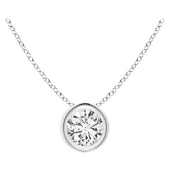 ANGARA Natural Round 0.25ct Diamond Solitaire Pendant in 14K White Gold