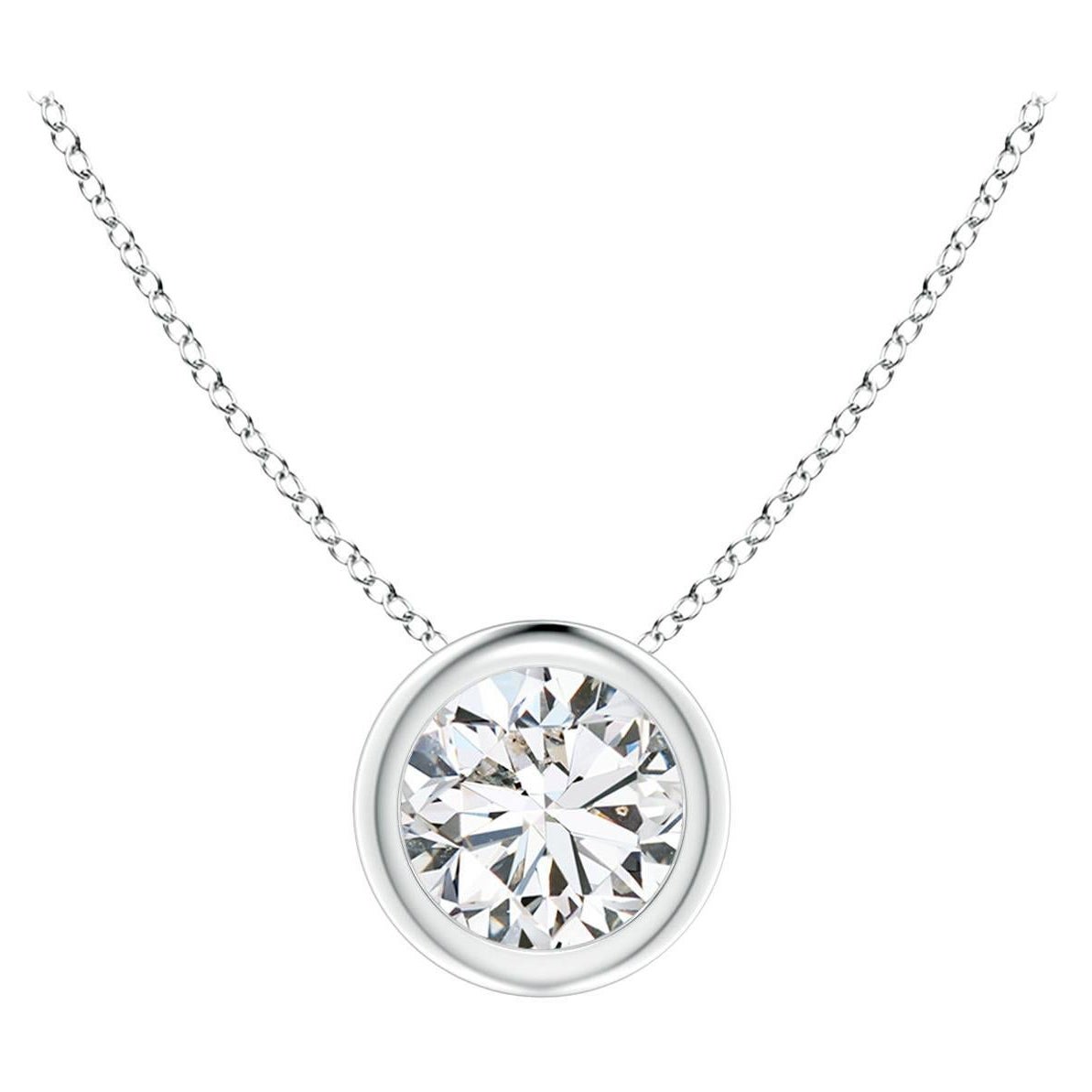 ANGARA Natural Round 0.5ct Diamond Solitaire Pendant in 14K White Gold