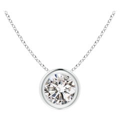 ANGARA Natural Round 0.5ct Diamond Solitaire Pendant in Platinum