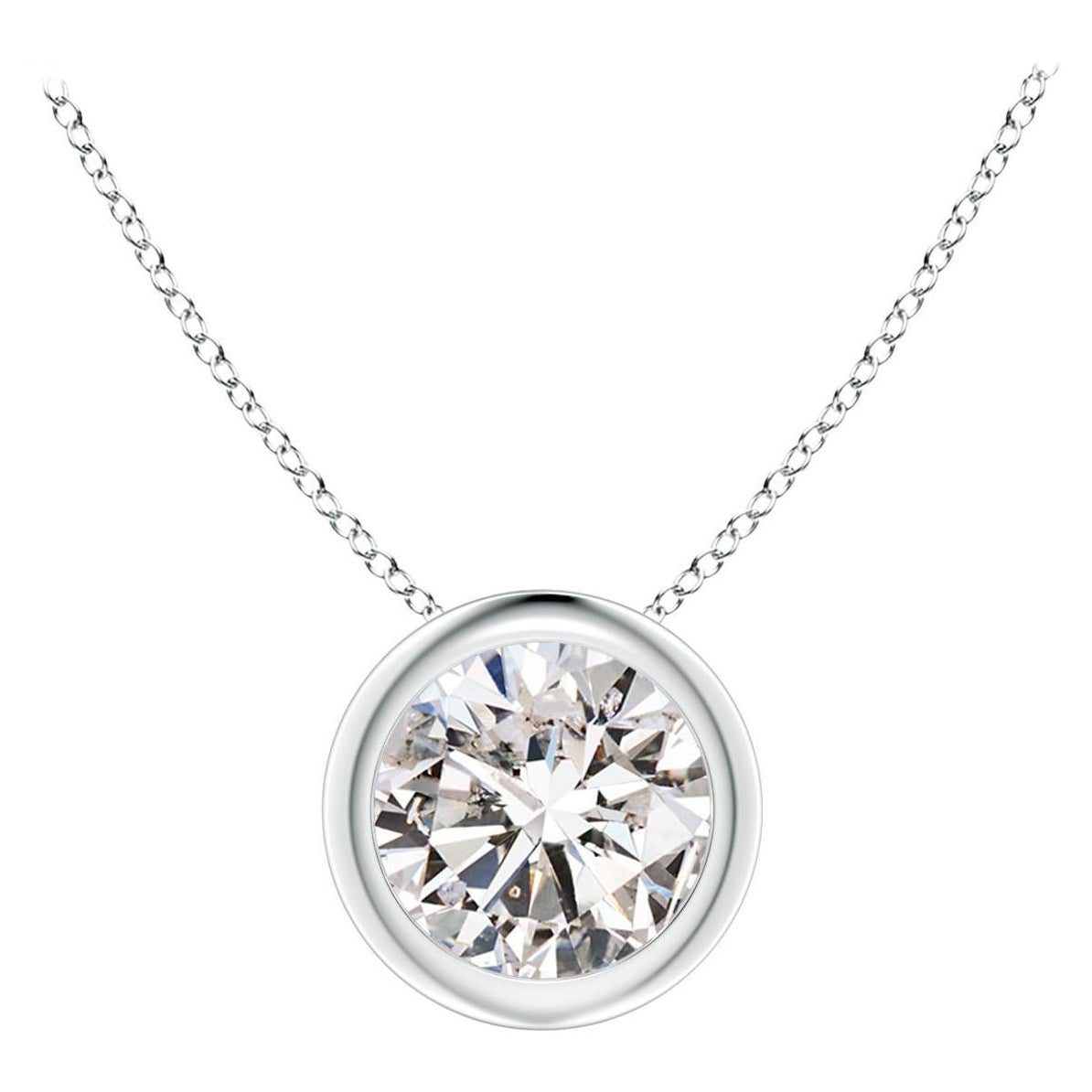 ANGARA Ciondolo solitario con diamante tondo naturale da 0,75 ct in platino