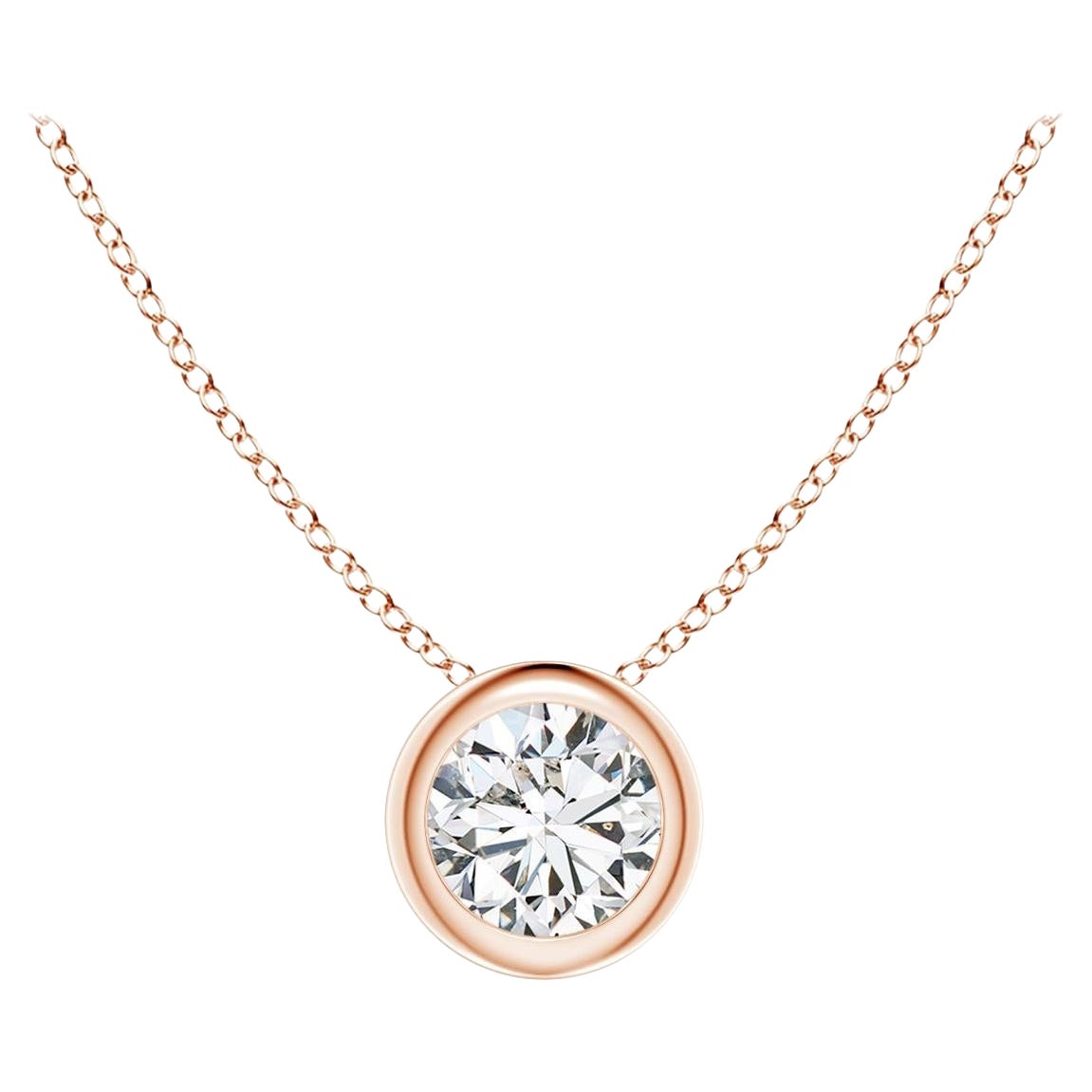 ANGARA Natural Round 0.25ct Diamond Solitaire Pendant in 14K Rose Gold